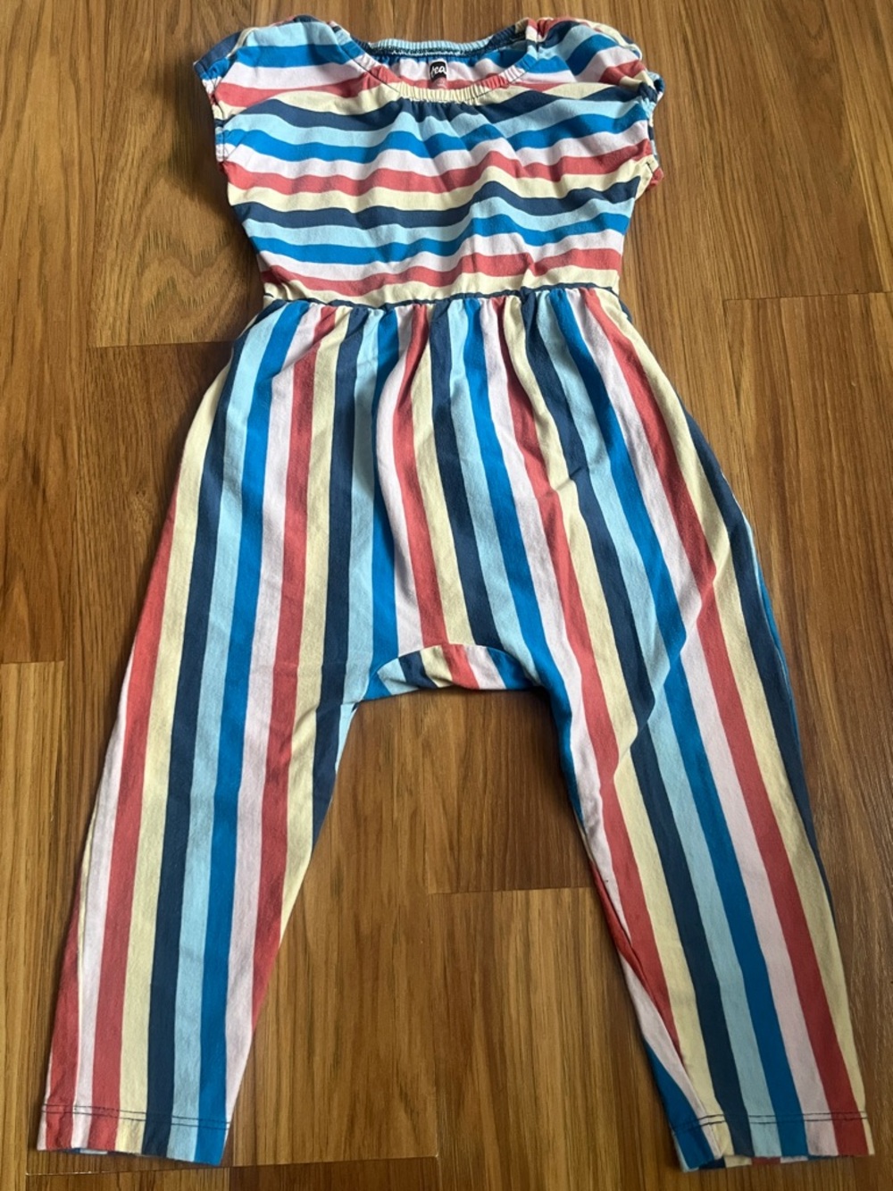 Tea Collection Striped "Envelope Back" Romper Colorful Multi-Stripe Size 18-24M